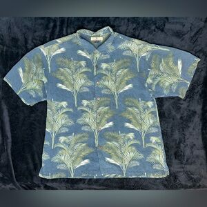 Tommy Bahama Button Up Hawaiian Camp Shirt XL Men's S/S Leaf Print 100% Silk